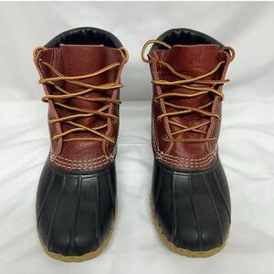 LLBean Women’s 6” Duck Boots Small Batch Black/Red 7M and Lamb Shearling Insoles
